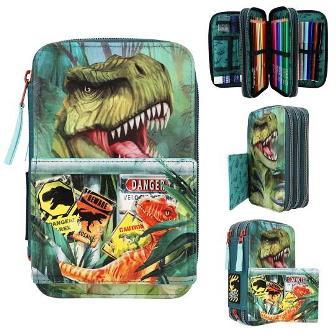 Estuche triple Dino World DANGER con 38 lápices y mucho más  Roarrrrr