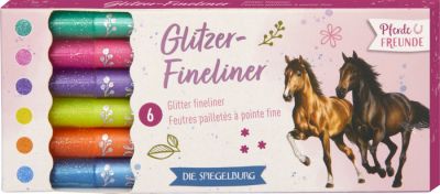 Set de 6 rotuladores de punta fina 0.9 mm con purpurina - Para amantes de los caballos